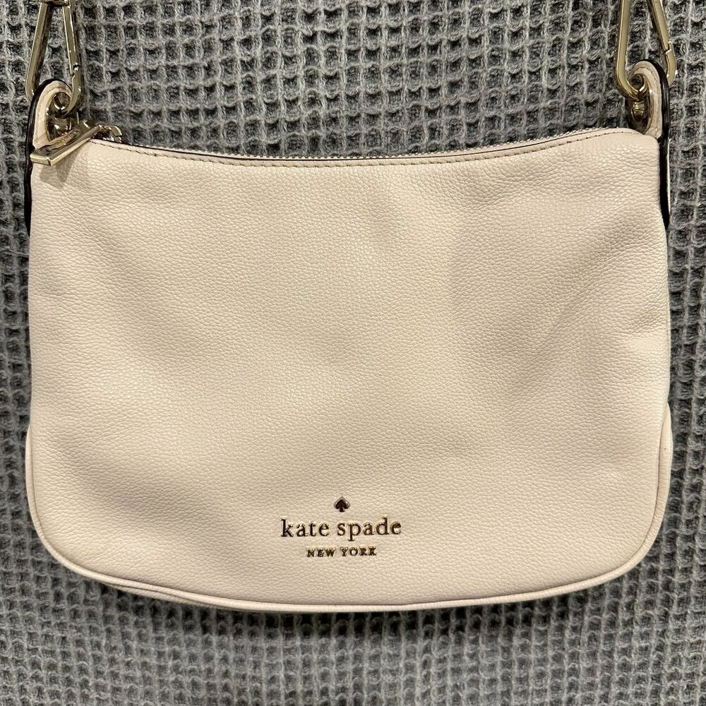 Kate Spade Rosie Pebbled Leather Crossbody Bag - Parchment Ivory Striped Strap